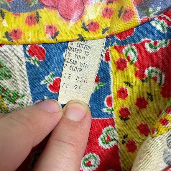Vintage 1970s Laminated Kids Patchwork Ragdoll Raincoat - Picture 7 of 7